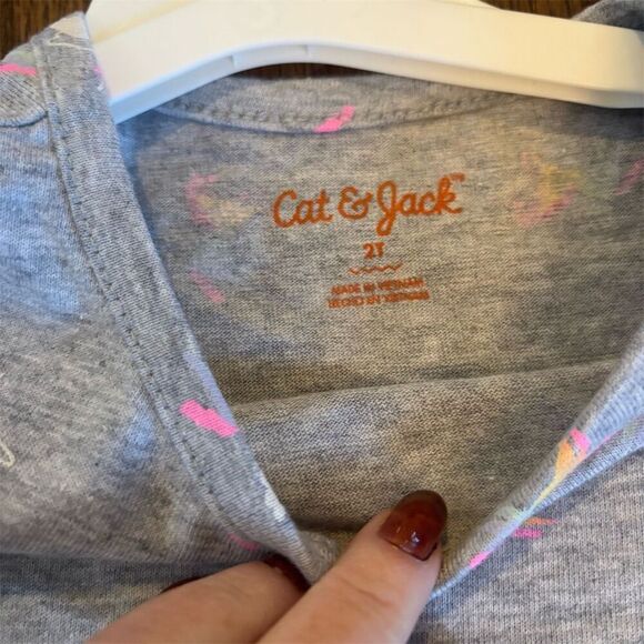 Cat & Jack Toddler Girls' Unicorn Print Dress Gray Size 2T Casual - Picture 3 of 4